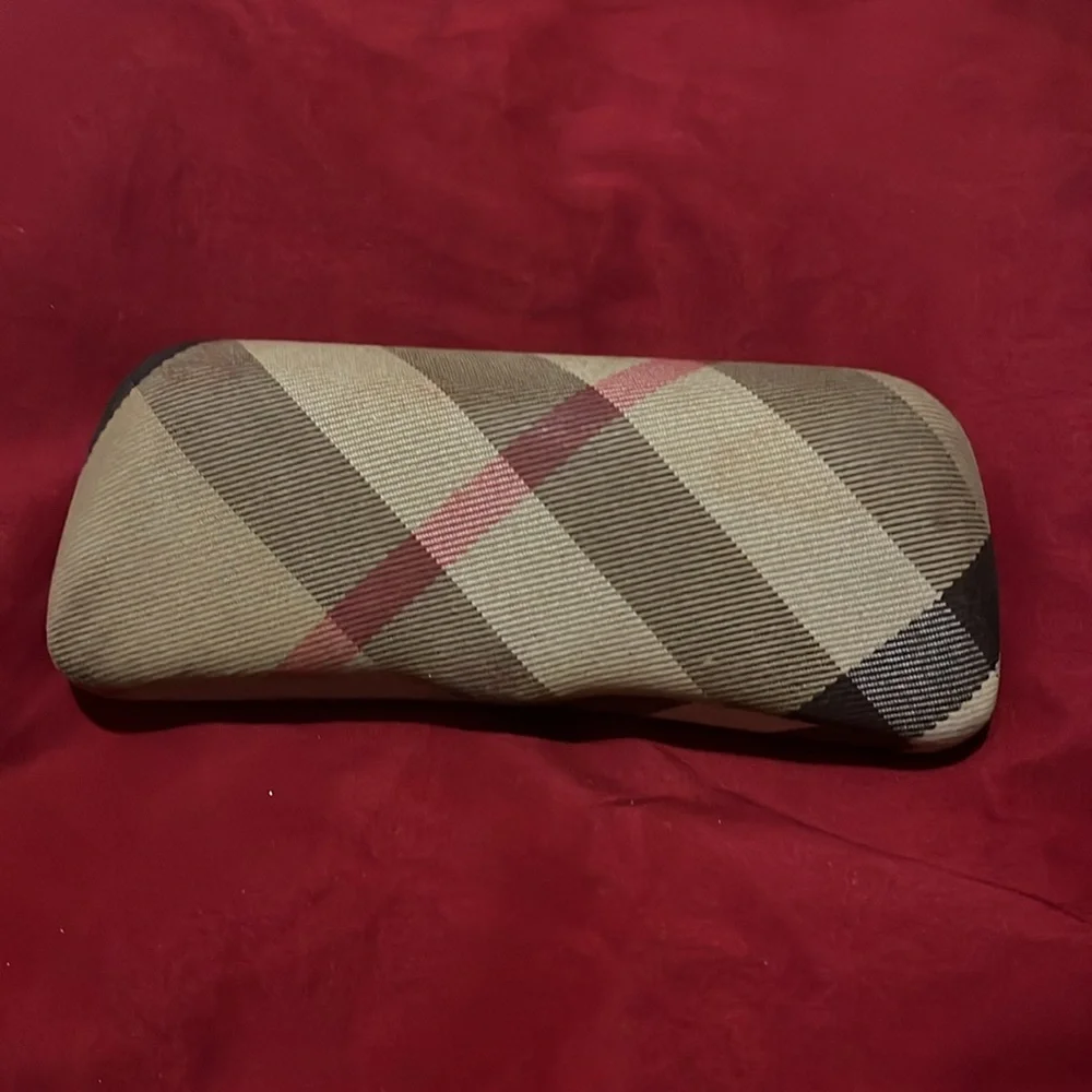 Burberry Beige and Red Plaid Glasses Case